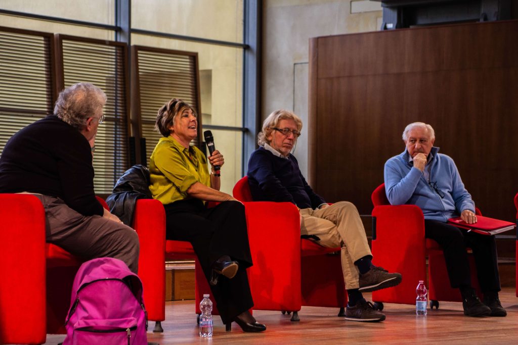 Agnese Moro (di spalle), Fiammetta Borsellino, Franco Bonisoli, Manlio Milani
